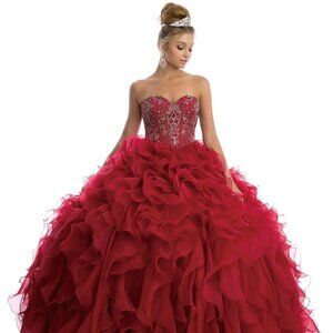 NEW LONG OFF SHOULDER STRAPLESS BALL GOWN EMBROIDERED WITH RHINESTONES JT 1418